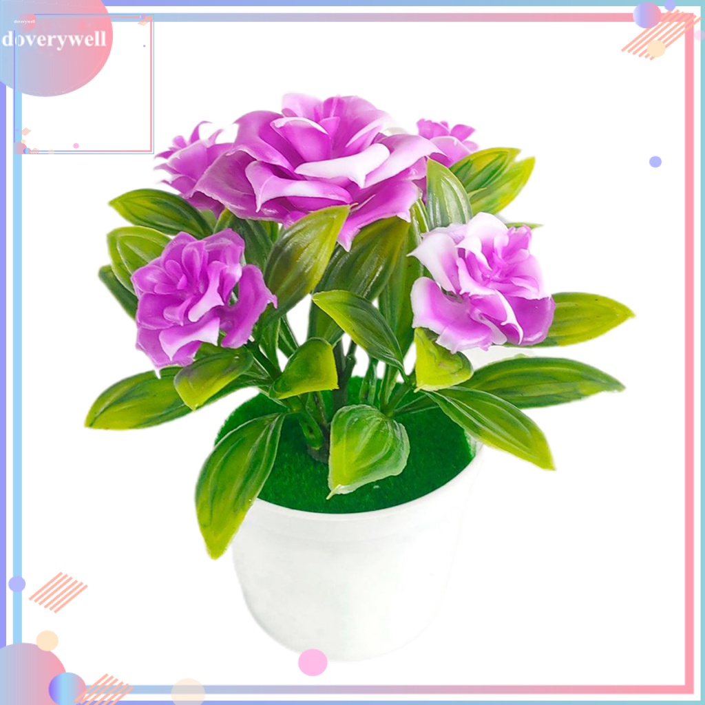 Chậu Cây Giả Màu Đỏ Và Vàng Hồng &amp; Cam &amp; Hồng Dùng Trang Trí Nhà Cửa