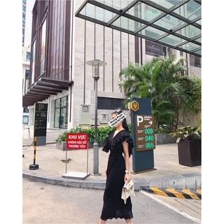 Váy maxi cổ bèo