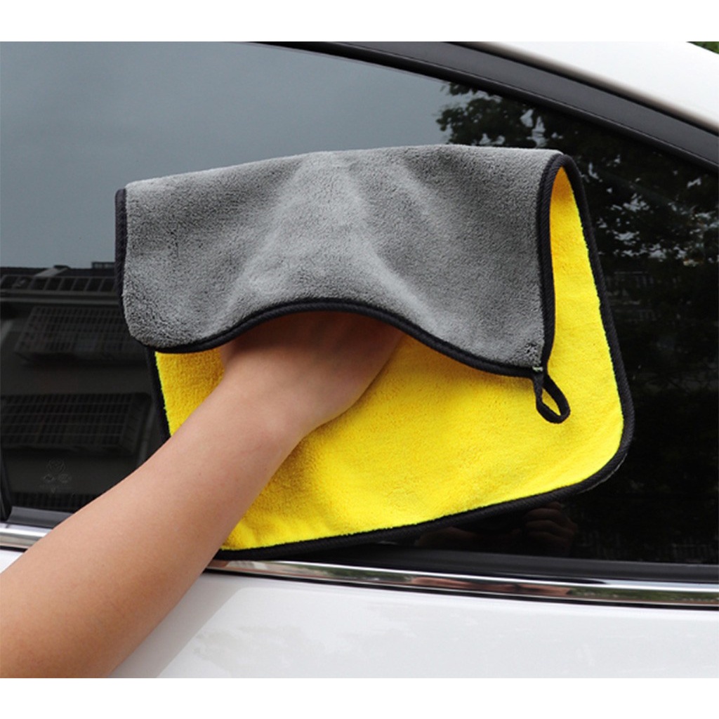 Khăn Lau Xe Chuyên Dụng Microfiber 2 Lớp Không Rụng Lông, Thấm Hút Nước Tốt