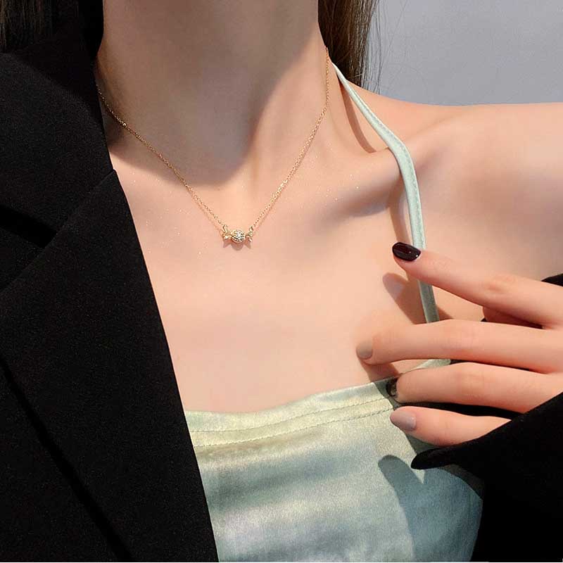 Vòng cổ Mạ Vàng / Bạc 925 Mặt Hình Kẹo Đính Đá Zircon Đơn Giản Thời Trang Phong Cách Hàn Quốc Cho Nữ