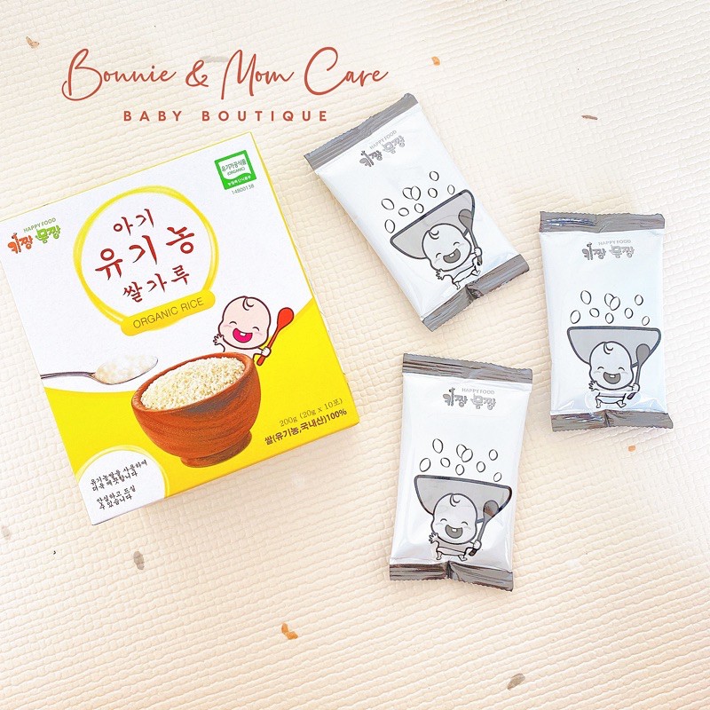 Cháo ăn dặm hạt vỡ hữu cơ HappyFood Hàn Quốc cho bé từ 6 tháng(Hộp 10 gói x20g)