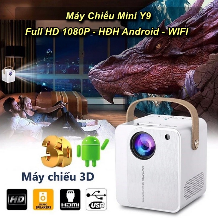 Máy Chiếu Mini Y9 - Full HD 1080P - HĐH Android - WIFI
