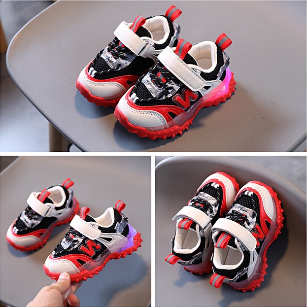 SUGE Giày Thể Thao Đế Mềm Chống Trượt Có Đèn LED Phát Sáng Thời Trang Hàn Quốc Cho Trẻ Em