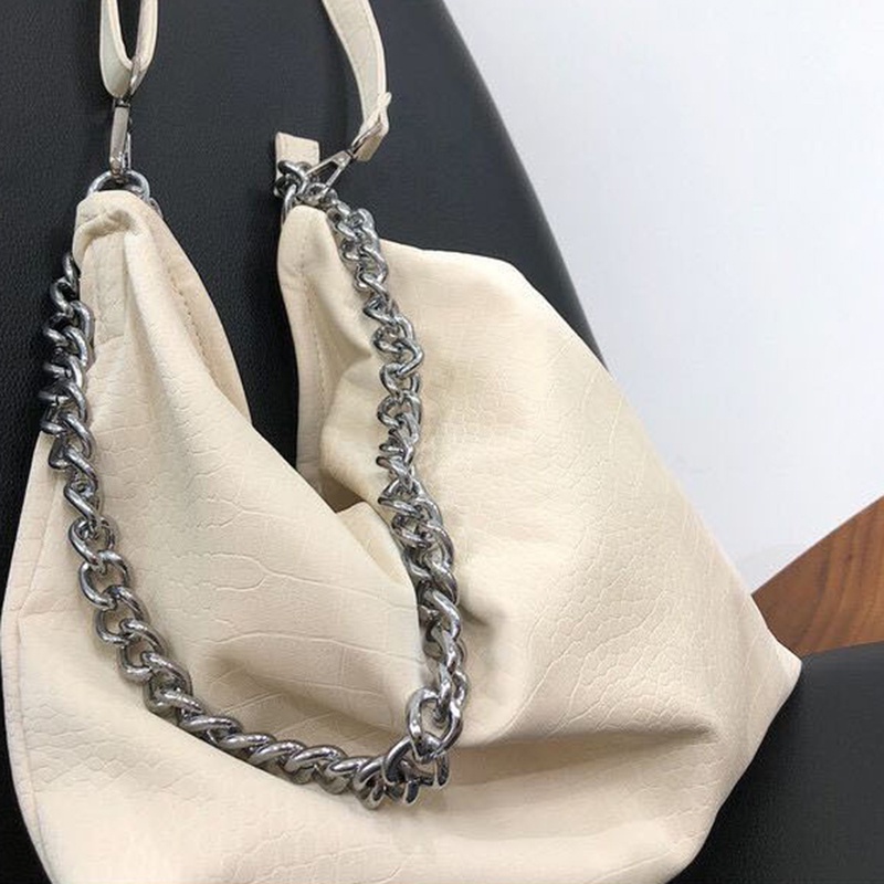 IELGY Túi Đeo Vai Da Mềm Cỡ Lớn Phối Dây Xích Kiểu Hàn Quốc Cho Nữ