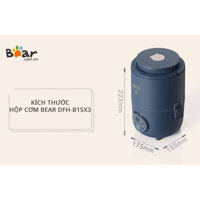 [Mã ELHADEV giảm 4% đơn 300K] Hộp cơm điện bear 3 khay inox giảm ồn DFH-B15