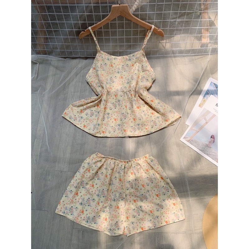 Bộ voan lụa 2 dây mặc nhà dễ thương | BigBuy360 - bigbuy360.vn