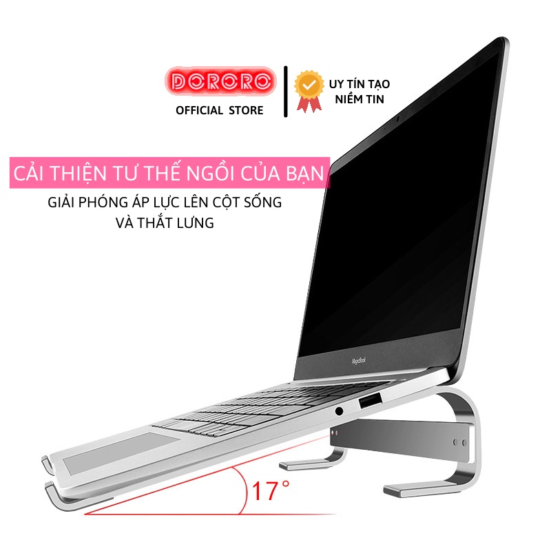 Đế đỡ Laptop tản nhiệt hợp kim nhôm cố định - Giá đỡ tản nhiệt nhôm cố định dành cho laptop macbook &lt;= 17 inch