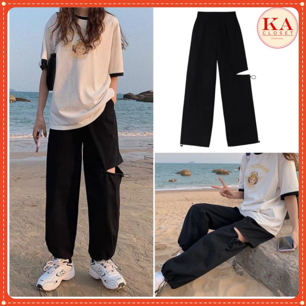 Quần rách kiểu chốt gấu Freeship Quần jogger chốt gấu rách gối chốt gấu, chất umi, phong cách hàn quốc