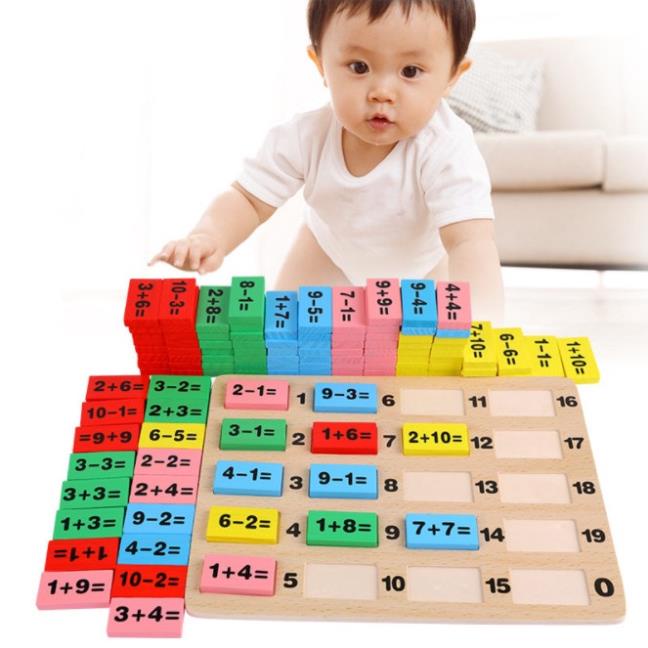 [Mã BMBAU50 giảm 10% đơn 99k] Đồ Chơi Gỗ Bapkids, Bộ Domino 100 chi tiết toán học