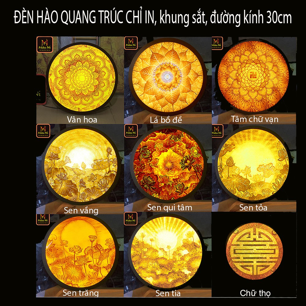 Tranh trúc chỉ in MÂU NI, đường kính 30cm, Vân hoa, mandala, hoa sen nhiều mẫu