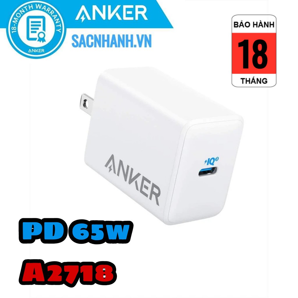 SẠC ANKER POWERPORT III POD LITE 1 CỔNG 65W – A2718