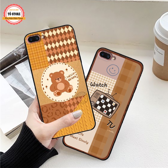 Ốp lưng Oppo A3s / Oppo A1k / Realme C1 / Realme C2 in hình gấu tinh nghịch, , ngộ nghĩnh , hình in sắc nét