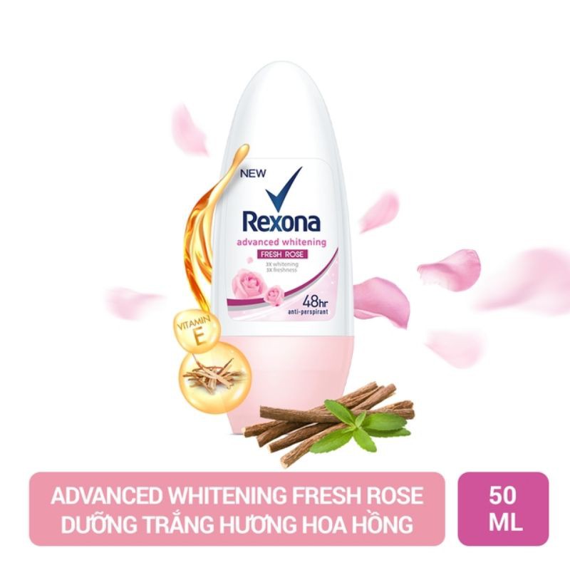 Lăn Khử Mùi Rexona Dưỡng Trắng Tự Nhiên Hương Hoa Hồng 50ml