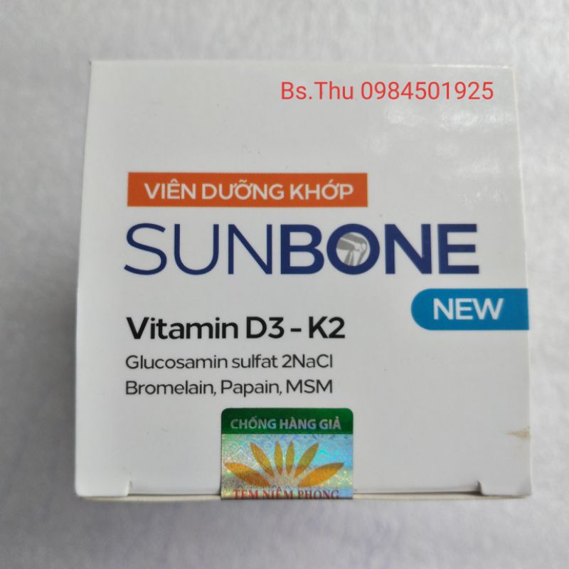 VIÊN DƯỠNG KHỚP SUNBONE NEW lọ 60 viên, bổ sung dưỡng chất cho khớp giúp khớp vận động linh hoạt
