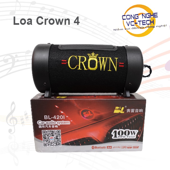 Loa Kết Nối Bluetooth Crown 4 ⚜️ Thiết Kế Nhỏ Gọn, Nhạc Hay ⚜️ Hỗ trợ USB, Thẻ Nhớ, Bảo hành 6 tháng