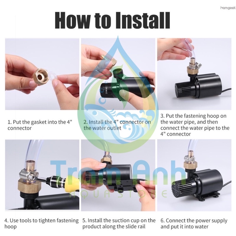 Bơm Mini 12v15w 800L/H điều chỉnh 5 cấp độ