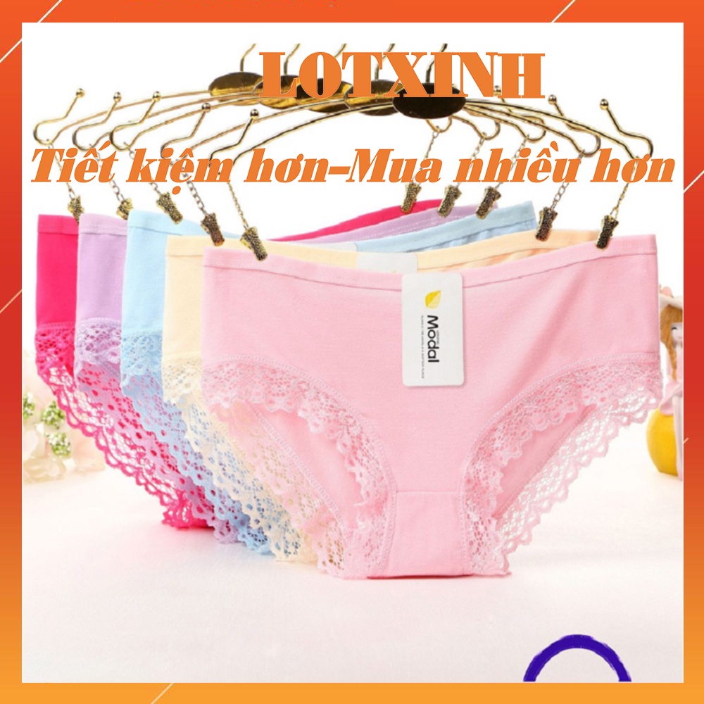 COMBO 5 Quần lót nữ cotton sexy xuất nhật kháng khuẩn cao cấp viền ren gợi cảm LOTNU15