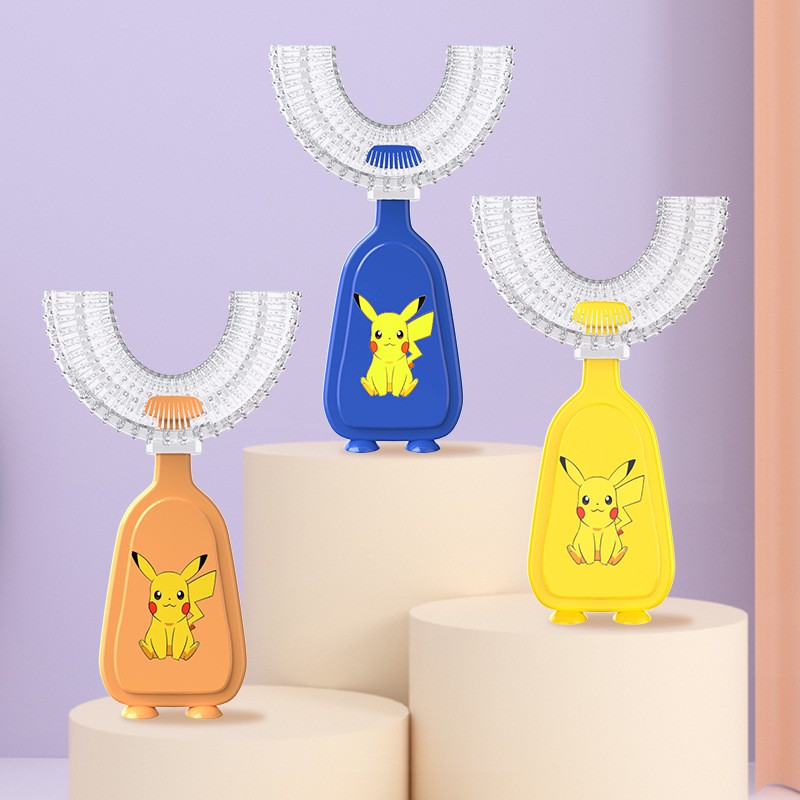 Bàn Chải Đánh Răng Chữ U Loại Tốt [PIKACHU] Chất Liệu Silicone Thực Phẩm Trong Suốt Tuyệt Đối An Toàn