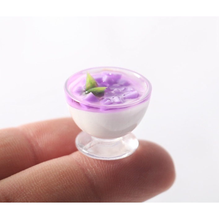 Đồ chơi nhà bếp mô hình mini tô yogurt trái cây nhiều màu trang trí nhà búp bê, dollhouse DIY