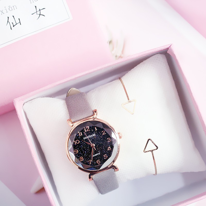 [ xả kho ] Đồng hồ nữ Candycat11 dây da lộn mặt tròn 3D
