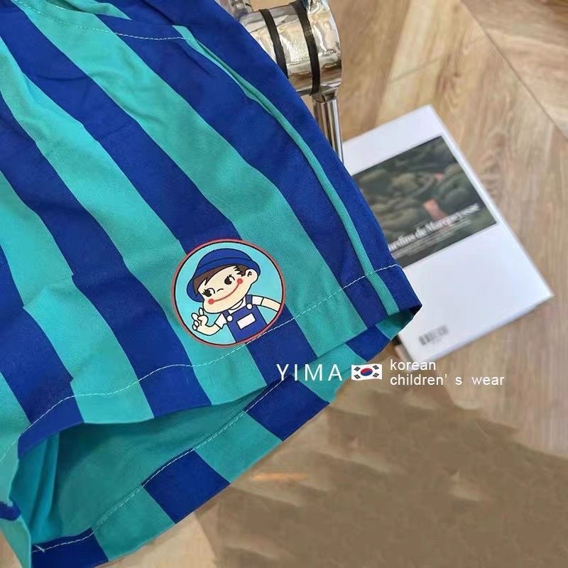 Bộ Đồ Thể Thao Áo Sát Nách Phối Quần Short Họa Tiết Kẻ Sọc Phong Cách Nhật Hàn Thời Trang Mùa Hè Cho Bé 2022