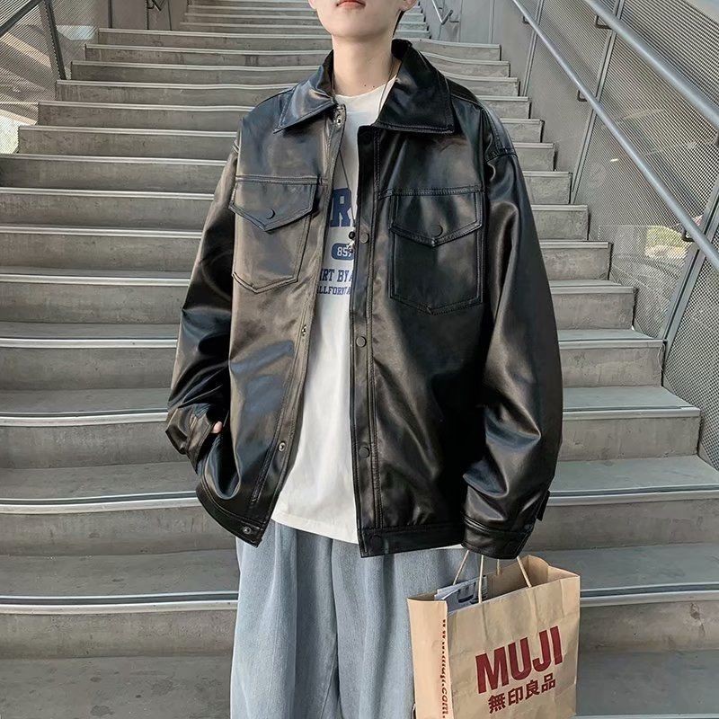 Áo khoác da trơn unisex