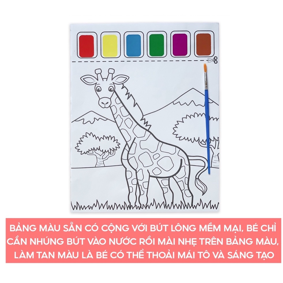 Tranh Tô Màu Với Nước - Hiệu Thanh Nga - Đã Gồm Màu Được Ép Khô Và Cọ Vẽ