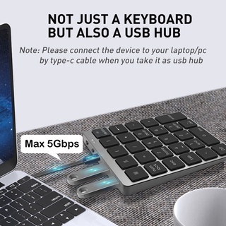 Bàn Phím Số 28 Phím Bluetooth Hub 3.0 Kỹ Thuật Số Bằng Kim Loại Có Thể Sạc Lại Cho Máy Tính Bảng / Laptop