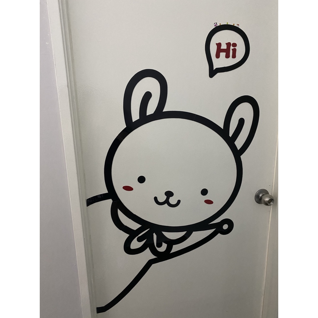 Tranh dán tường mica 3d Mèo Chó Thỏ dễ thương Dán Cửa trang trí mầm non, phòng cho bé Nhiều Size - EPeBen