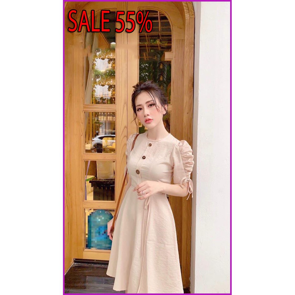 Đầm dự tiệc tay phồng cột nơ (Hàng Bán Shop) thời trang SUSU_FASHION193 * 💖