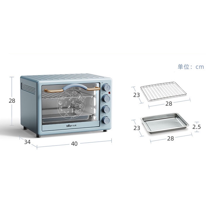 [Quà tặng 40K] Lò nướng Bear 32L DKX-C32G5, 3 tầng, sử dụng để nướng, quay thực phẩm, độ bền cao