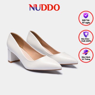 Giày cao gót nữ thời trang công sở cao cấp Nuddo múi nhọn 5cm gót vuông da mền NU009 thumbnail