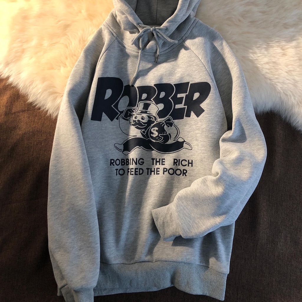 【ZHELIHANGFEI】Áo Hoodie Dáng Rộng In Họa Tiết Xinh Xắn Theo Phong Cách Retro Dễ Phối Đồ