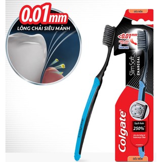 Bàn chải đánh răng Colgate SlimSoft Charcoal mềm mảnh than hoạt tính