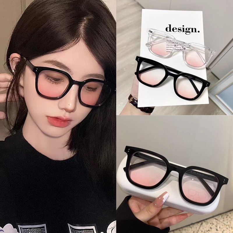 Kính mắt nữ nhiều màu kính hai chấm giá rẻ tạo hiệu ứng má hồng dễ thương hai màu trong suốt gọng đen 2022
