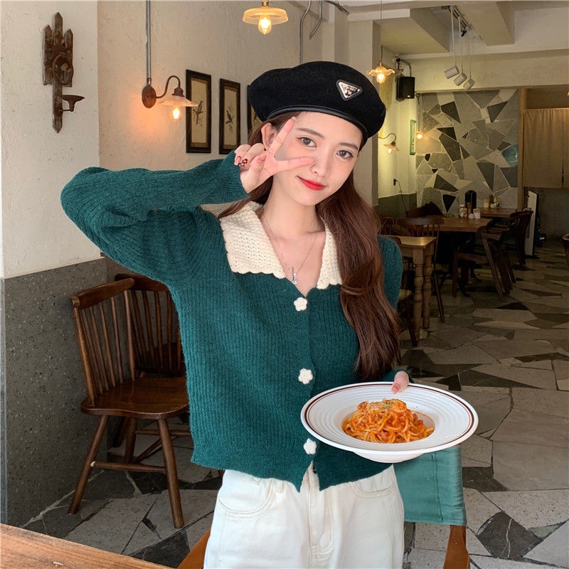 COZOK Áo Khoác cardigan Dệt Kim Tay Dài Phong Cách retro Hợp Thời Trang Dễ Phối Đồ