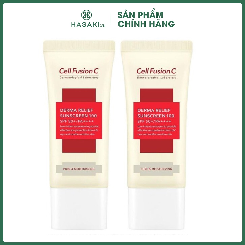 Combo Kem Chống Nắng Céll Fùsion C Da Nhạy Cảm Derma Relief Sunscreen 100 SPF50+/PA++++ (Special Set) 35ml x 2