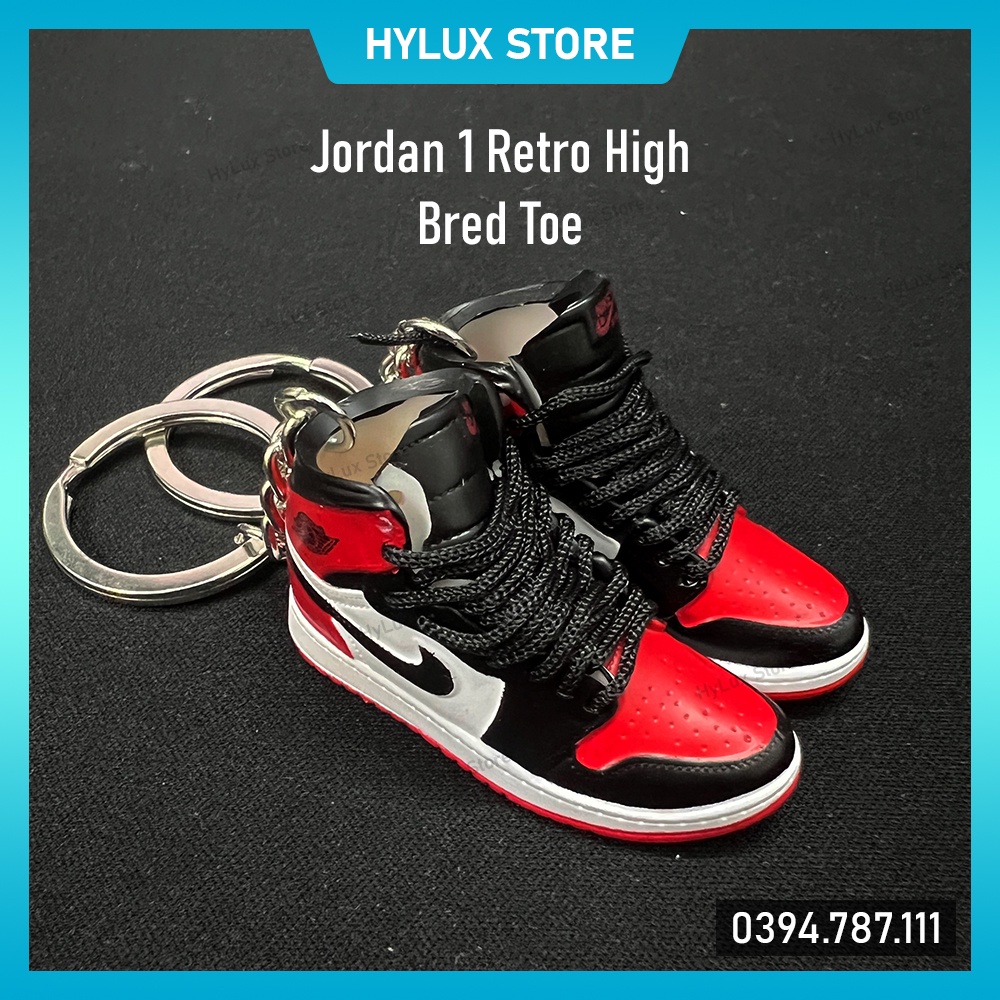 Móc khóa giày 3D Jordan 1 Retro High Bred Toe cao cấp