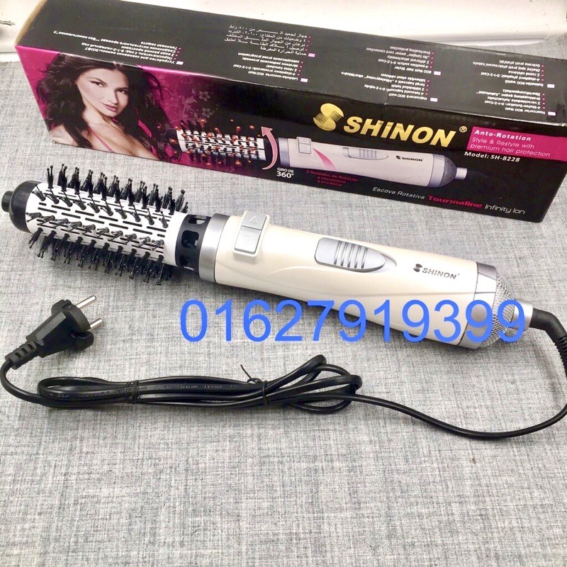 [Free Ship- quà tặng] Lược điện - lược sấy làm xoăn xoay tự động 360 độ SHINON 8228 chính hãng