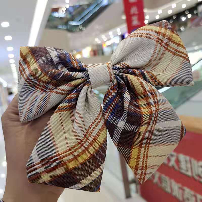 Kẹp tóc nơ họa tiết caro phong cách Hàn Quốc