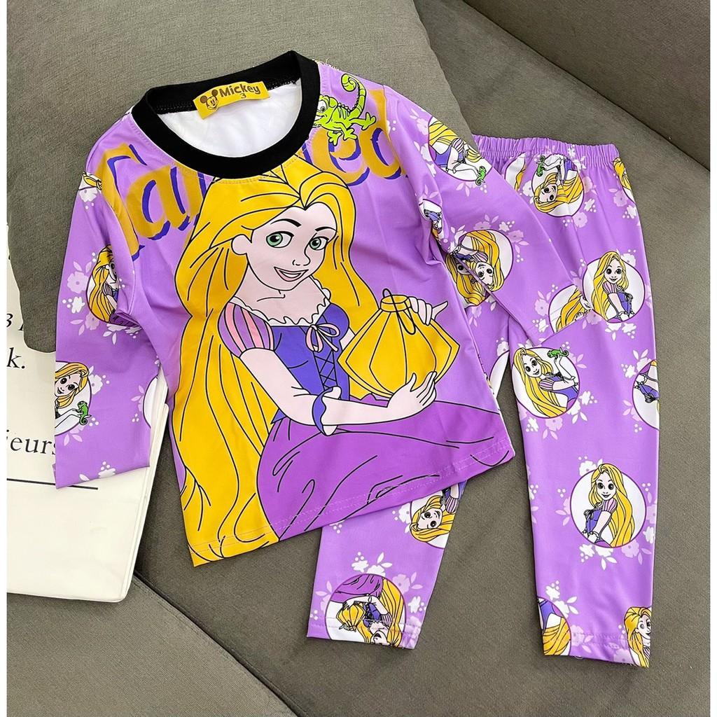 Đồ bộ dài tay bé gái vải 3D cao cấp mặc mát thấm hút mồ hôi tốt J390