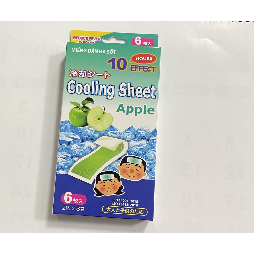 Miếng dán lạnh làm mát cơ thể, chống nóng hạ sốt cho người lớn và trẻ Cooling Sheet Apple hạ nhiệt nhanh an toàn 6 miếng