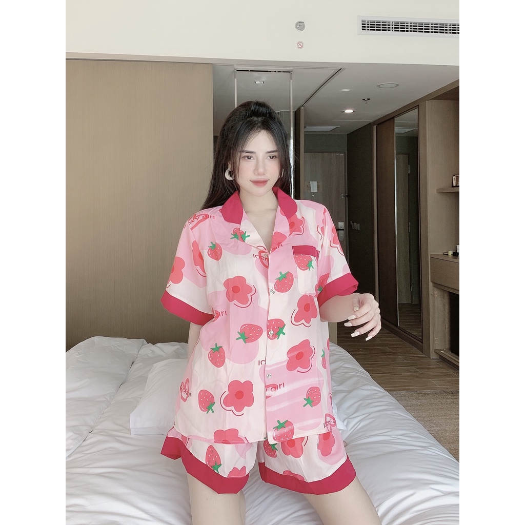 Set Bộ Đồ Ngủ Nữ Pijama BIG SIZE Quần Đùi Áo Cộc Lụa Mango Pizama Chuẩn Mềm Mịn Mát Form Rộng THUS6112