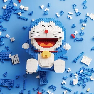 Doraemon Blue Fat Hạt nhỏ cho bé trai và bé gái Đồ chơi xếp hình lắp ráp