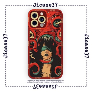 Ốp lưng iphone và samsung xiaomi oppo cạnh vuông Jicase anime bạch tuộc đỏ 
