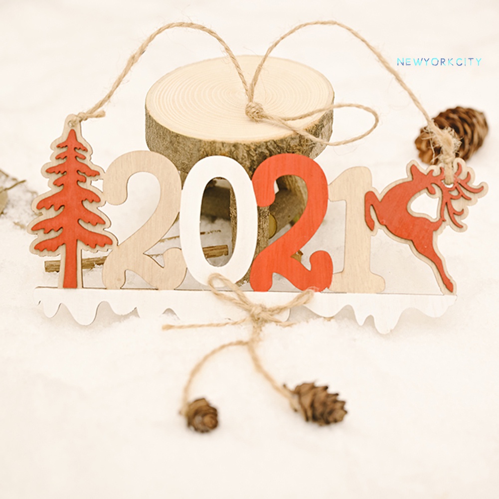 Phụ Kiện Treo Trang Trí Giáng Sinh Năm Mới 2021 Bằng Gỗ