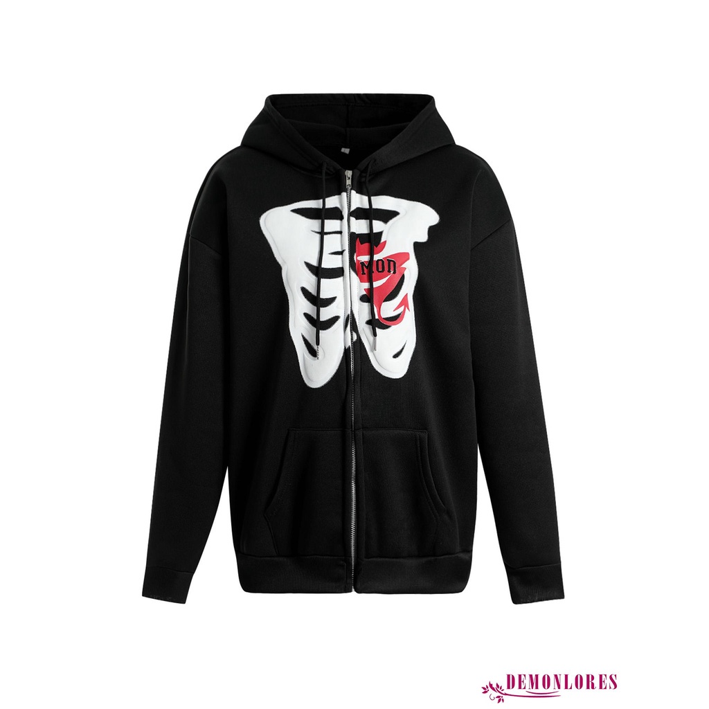 Áo hoodie nữ tay dài in hình đầu lâu cá tính