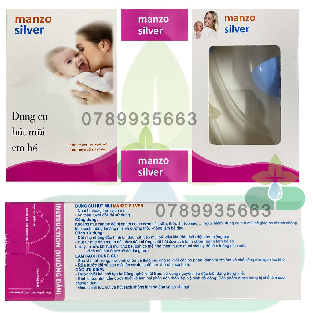 Dụng Cụ Hút Mũi Cho Bé Manzo Silver,Làm Sạch Mũi ,An Toàn Khi Sử Dụng