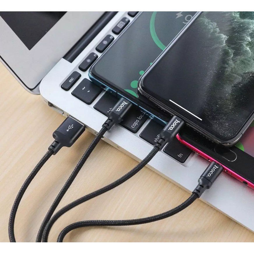 Cáp sạc 3 in 1 micro usb type c dây dù dài 1m hoco ds3-vienthonghn
