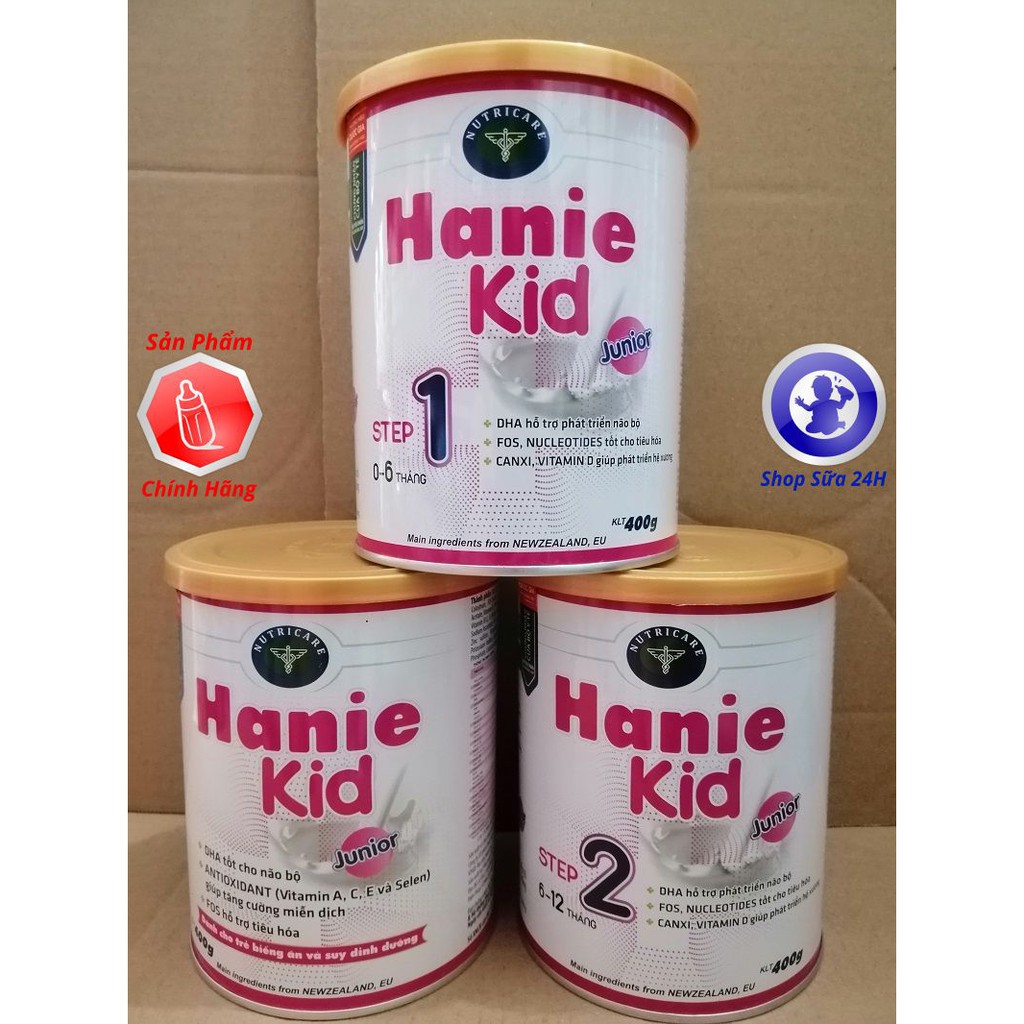 [Mã FMCGSALE15 giảm 8% đơn 500K] [DATE 2022] Sữa Bột HANIE KID Số 1, 2, Junior 1-10 Lon 400G